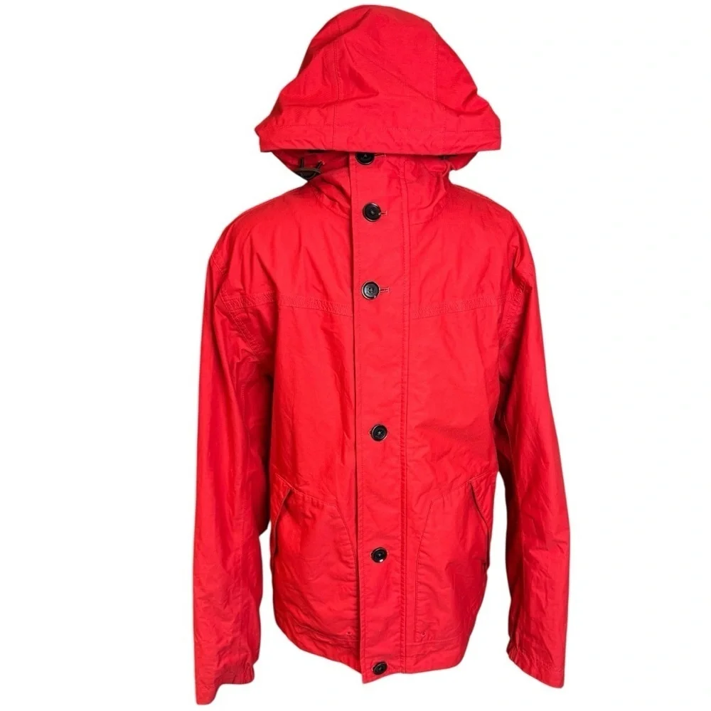 Timberland Men’s Red Waterproof Hooded Performance Rain Jacket Size Small